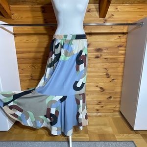 •Coster Copenhagen Chain Multicolor Print Midi Skirt Strapless Dress Size 44 NWT